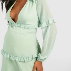 Maternité - Robe De Grossesse Mi-longue Nouée à Volants -Pas Cher Vêtue Diva Magasin gzz39967 sage xl 3