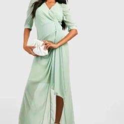 Maternité - Robe De Grossesse Drapée à Manches Bouffantes