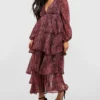BOOHOO Maternité - Robe Longue Froncée à Imprimé Animal