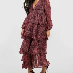 BOOHOO Maternité - Robe Longue Froncée à Imprimé Animal