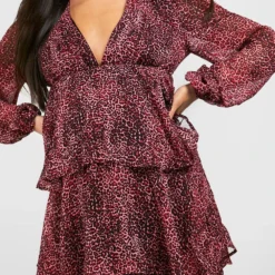BOOHOO Maternité - Robe Longue Froncée à Imprimé Animal -Pas Cher Vêtue Diva Magasin gzz39970 pink xl 3