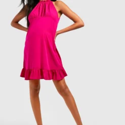 Maternité - Robe De Grossesse Nouée à Volants -Pas Cher Vêtue Diva Magasin gzz39993 hot20pink xl 2 scaled