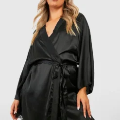 Grande Taille - Robe De Chambre Satinée Style Kimono
