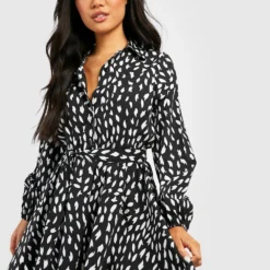 Petite - Robe Chemise Imprimée -Pas Cher Vêtue Diva Magasin gzz40256 black xl 2