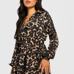 BOOHOO Petite - Robe Chemise Léopard -Pas Cher Vêtue Diva Magasin gzz40258 black xl 2