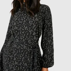 Petite - Robe Patineuse à Pois Et Ceinture -Pas Cher Vêtue Diva Magasin gzz40260 black xl 3