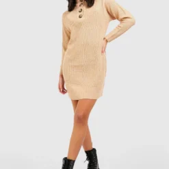 Robe Pull à Col Boutonné -Pas Cher Vêtue Diva Magasin gzz40315 mushroom xl 2