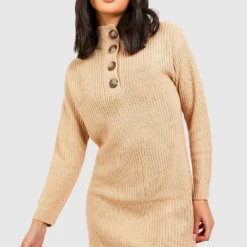 Robe Pull à Col Boutonné -Pas Cher Vêtue Diva Magasin gzz40315 mushroom xl 3