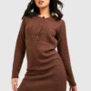 Robe Courte Côtelée à Col à Revers 2 Robe Courte Côtelée à Col à Revers -Pas Cher Vêtue Diva Magasin gzz40326 brown xl scaled