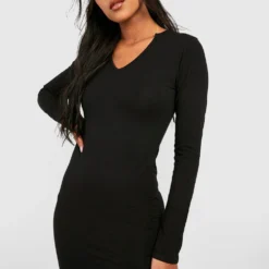 Tall - Robe Moulante En Coton à Encoche -Pas Cher Vêtue Diva Magasin gzz40520 black xl 2