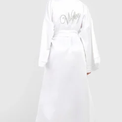 Robe De Chambre Satinée à Slogan Wifey