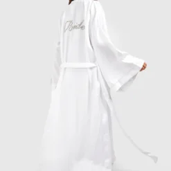 BOOHOO Robe De Chambre Longue Satinée à Slogan Bride