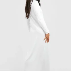 Petite - Robe Longue Côtelée à Col Montant -Pas Cher Vêtue Diva Magasin gzz40762 ecru xl 1