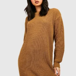 Robe Pull à Col Ras-du-cou -Pas Cher Vêtue Diva Magasin gzz40962 camel xl 3