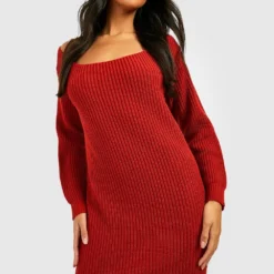 Robe Pull En Maille à Col Bateau 8 Robe Pull En Maille à Col Bateau -Pas Cher Vêtue Diva Magasin gzz40966 rust xl 2