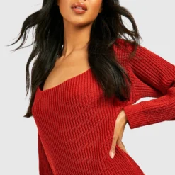 Robe Pull En Maille à Col Bateau 9 Robe Pull En Maille à Col Bateau -Pas Cher Vêtue Diva Magasin gzz40966 rust xl 3