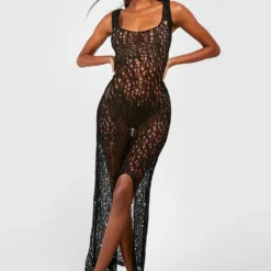 BOOHOO Robe Longue Fendue En Maille Fine