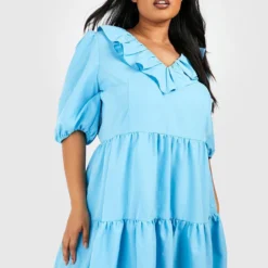 Grande Taille - Robe Babydoll Froncée à Volants