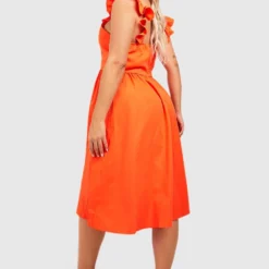 Grande Taille - Robe Mi-longue à Volants 7 Grande Taille - Robe Mi-longue à Volants -Pas Cher Vêtue Diva Magasin gzz41327 orange xl 1