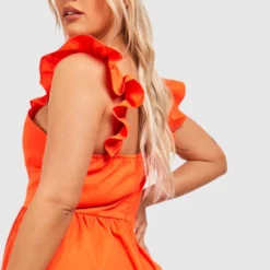 Grande Taille - Robe Mi-longue à Volants 9 Grande Taille - Robe Mi-longue à Volants -Pas Cher Vêtue Diva Magasin gzz41327 orange xl 3