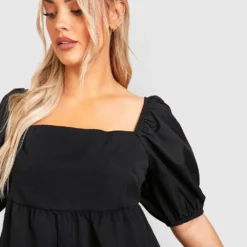Grande Taille - Robe Babydoll à Manches Bouffantes -Pas Cher Vêtue Diva Magasin gzz41328 black xl 3