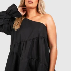 BOOHOO Grande Taille - Robe Asymétrique à Volants étagés -Pas Cher Vêtue Diva Magasin gzz41330 black xl 3