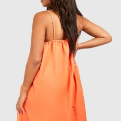 Grande Taille - Robe Patineuse à Bretelles Fines -Pas Cher Vêtue Diva Magasin gzz41333 orange xl 1