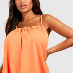Grande Taille - Robe Patineuse à Bretelles Fines -Pas Cher Vêtue Diva Magasin gzz41333 orange xl 3