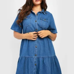 Grande Taille - Robe Babydoll En Jean -Pas Cher Vêtue Diva Magasin gzz41361 mid20blue xl 3