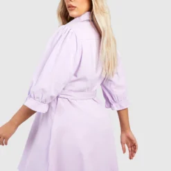 Grande Taille - Robe Patineuse En Jean à Ceinture -Pas Cher Vêtue Diva Magasin gzz41363 lilac xl 1