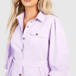 Grande Taille - Robe Patineuse En Jean à Ceinture -Pas Cher Vêtue Diva Magasin gzz41363 lilac xl 3 scaled