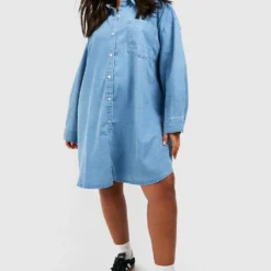 Grande Taille - Robe Chemise Oversize En Jean