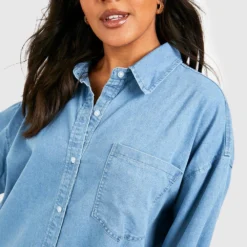 Grande Taille - Robe Chemise Oversize En Jean -Pas Cher Vêtue Diva Magasin gzz41368 light20wash xl 3