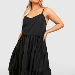 Grande Taille - Robe Babydoll à Volants étagés -Pas Cher Vêtue Diva Magasin gzz41446 black xl 3