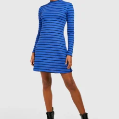 Tall - Robe Pull Rayée à Col Cheminée -Pas Cher Vêtue Diva Magasin gzz41452 navy xl 2