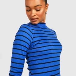 Tall - Robe Pull Rayée à Col Cheminée -Pas Cher Vêtue Diva Magasin gzz41452 navy xl 3