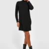Tall - Robe Texturée à Col Cheminée -Pas Cher Vêtue Diva Magasin gzz41454 black xl