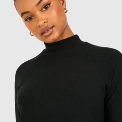 Tall - Robe Texturée à Col Cheminée -Pas Cher Vêtue Diva Magasin gzz41454 black xl 3