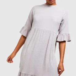 Tall - Robe Côtelée à Volants étagés -Pas Cher Vêtue Diva Magasin gzz41459 grey xl 3