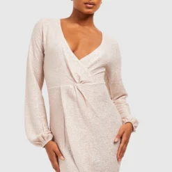 Tall - Robe Portefeuille Courte à Paillettes -Pas Cher Vêtue Diva Magasin gzz41460 champagne xl 2 scaled