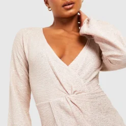 Tall - Robe Portefeuille Courte à Paillettes -Pas Cher Vêtue Diva Magasin gzz41460 champagne xl 3 scaled