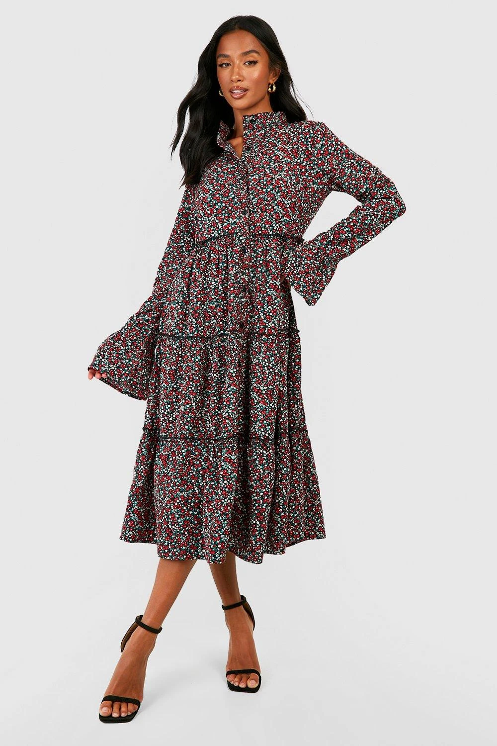 Petite - Robe Babydoll Fleurie à Manches évasées 5 Petite - Robe Babydoll Fleurie à Manches évasées – Image 3