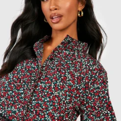 Petite - Robe Babydoll Fleurie à Manches évasées 9 Petite - Robe Babydoll Fleurie à Manches évasées -Pas Cher Vêtue Diva Magasin gzz41561 black xl 3