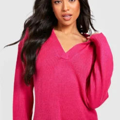Petite - Robe Pull En Maille -Pas Cher Vêtue Diva Magasin gzz41748 pink xl 3