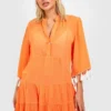Robe Tunique Plage à Pompons 2 Robe Tunique Plage à Pompons -Pas Cher Vêtue Diva Magasin gzz42412 orange xl