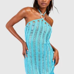 Robe De Plage Courte En Crochet -Pas Cher Vêtue Diva Magasin gzz42522 light20blue xl 2