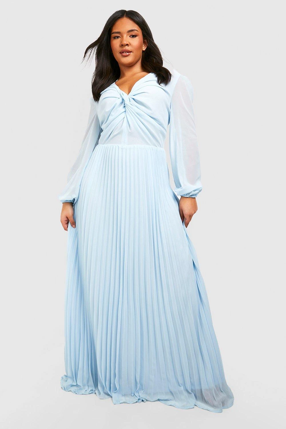Grande Taille - Robe Longue Torsadée En Mousseline De Soie 3 Grande Taille - Robe Longue Torsadée En Mousseline De Soie
