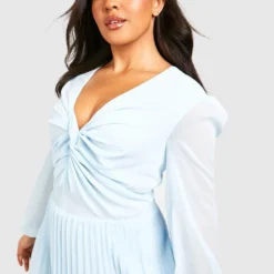 Grande Taille - Robe Longue Torsadée En Mousseline De Soie 9 Grande Taille - Robe Longue Torsadée En Mousseline De Soie -Pas Cher Vêtue Diva Magasin gzz42537 sky20blue xl 3