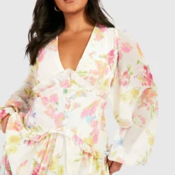 Grande Taille - Robe Longue Fleurie -Pas Cher Vêtue Diva Magasin gzz42543 cream xl 3 scaled