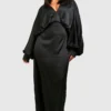 Grande Taille - Robe Longue Satinée Décolletée -Pas Cher Vêtue Diva Magasin gzz42544 black xl